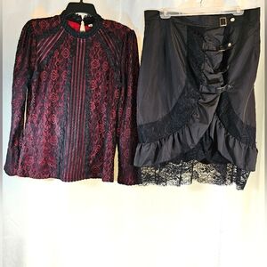 2 Pc Sz L-XL Victorian Lace Top & Skirt
